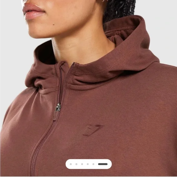 Gymshark Cropped Hoodie Women’s Small Pullover Maroon Full Zipped - Picture 4 of 9